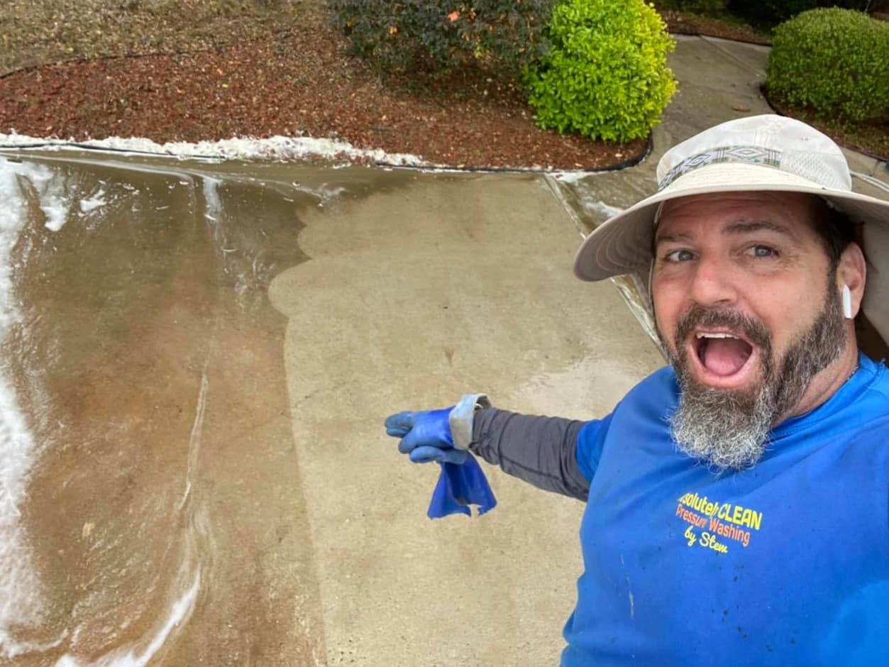Professional concrete cleaning results